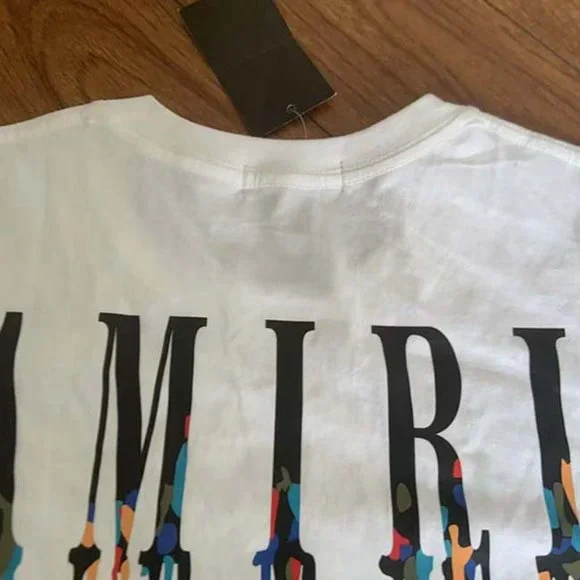 AMIRI Classic Flowing Colorful Letter Print White Short Sleeves - Picture 6 of 9